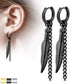 1 Paar Damen Ohrringe CREOLE Feder-Ketten Anhänger 2mm breit Ohrstecker Chirurgenstahl Gold Schwarz Silber 8mm