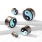 Ohrplug Sono Holz Ying Yang Türkis Ohrpiercing Ohrschmuck Tunnel Konvex Sattelverschluss 8-25mm