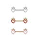 Brustwarzenpiercing Zirkonia Pavé Herzen Krone Silber Gold Roségold Brustpiercing Nippelpiercing Chirurgenstahl Stab 14mm