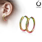 Damen 1 Paar Creolen Ohrringe Set Chirurgenstahl Klickverschluss Seamless Line blau schwarz silber regenbogen gold 10mm -20mm Länge