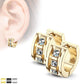 1 Paar Damen CREOLEN 3 Zirkonia Clear Ohrringe Ohrstecker Chirurgenstahl Gold Schwarz Silber 7mm