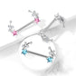 Brustwarzenpiercing Stern-schnuppen Silber Clear Pink Aqua Brustpiercing Nippelpiercing Intimpiercing Chirurgenstahl Stab 16mm