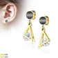 1 Paar Damen Ohrstecker schwarzer Enamel Dreieck-Anhänger Zirkonia Clear Chirurgenstahl Ohrringe Ohrhänger Silber Gold