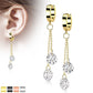 1 Paar Damen Creolen Ohrhänger Kettenanhänger 2 runde Zirkonia Clear Ohrringe Ohrstecker Silber Gold Schwarz Roségold