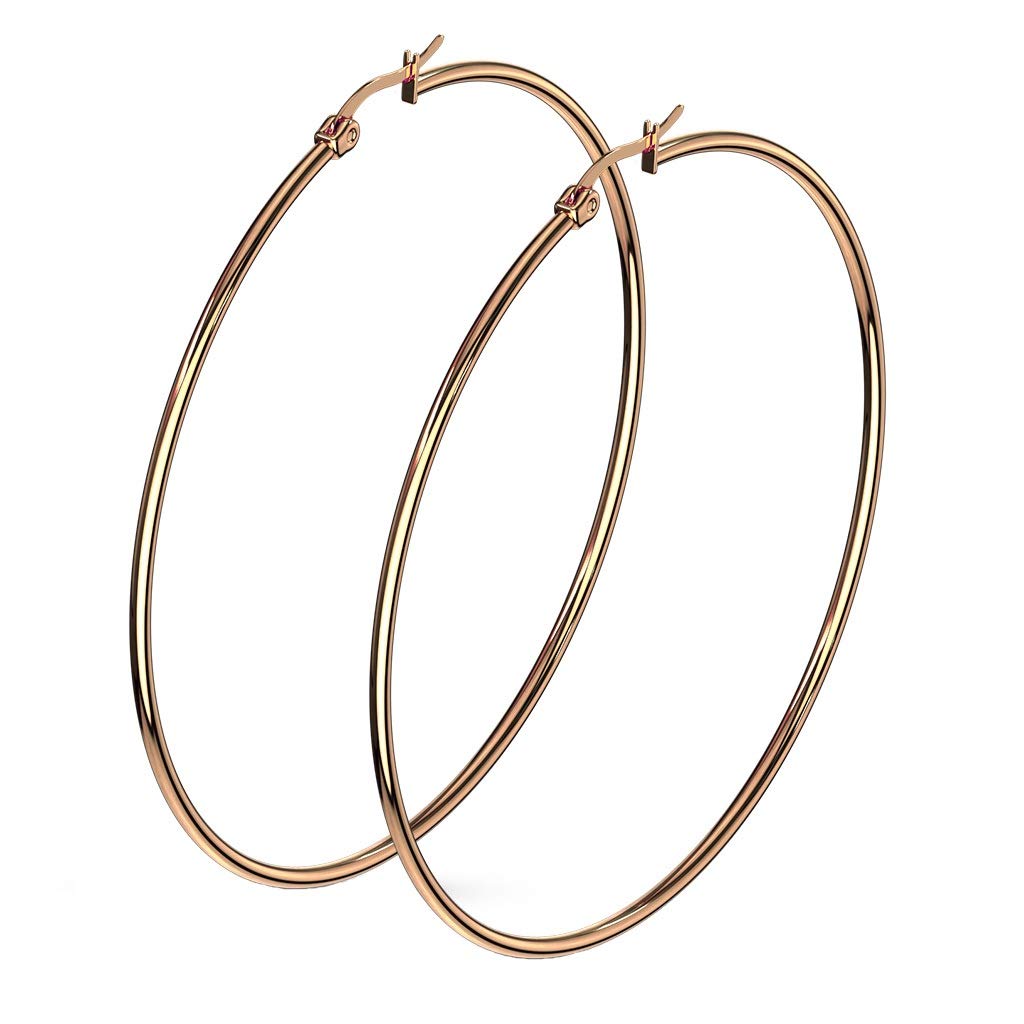 1 Paar Damen CREOLEN Ohrringe Ohrstecker Chirurgenstahl Roségold 10 15 20 25 30 35 40 45 50 55 60 65 70 75 mm