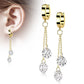 1 Paar Damen Creolen Ohrhänger Kettenanhänger 2 runde Zirkonia Clear Ohrringe Ohrstecker Silber Gold Schwarz Roségold