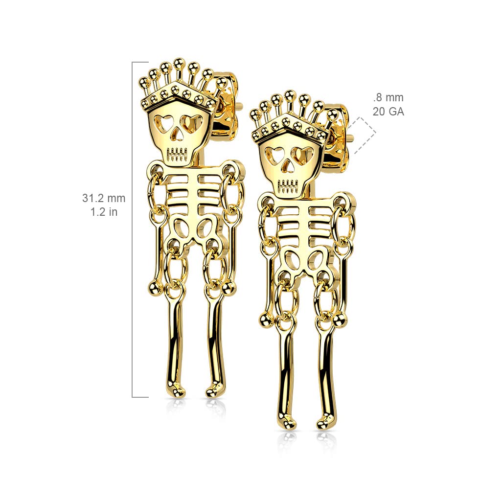 1 Paar Damen e Skelett Anhänger Ohrstecker Ohrringe Silber Gold Schwarz