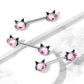 Brustwarzenpiercing Katze Kristall Pink Brustpiercing Nippelpiercing Chirurgenstahl Silber Stab 1,6/14mm