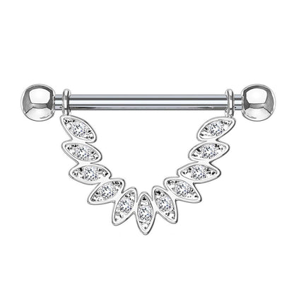 Federn Brustwarzenpiercing Intimpiercing Brustpiercing Nippelpiercing Edelstahl ZIRKONIA Clear Gold Silber ROSÈGOLD 1,6mm 14mm