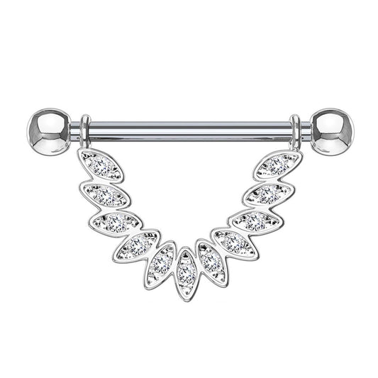 Federn Brustwarzenpiercing Intimpiercing Brustpiercing Nippelpiercing Edelstahl ZIRKONIA Clear Gold Silber ROSÈGOLD 1,6mm 14mm