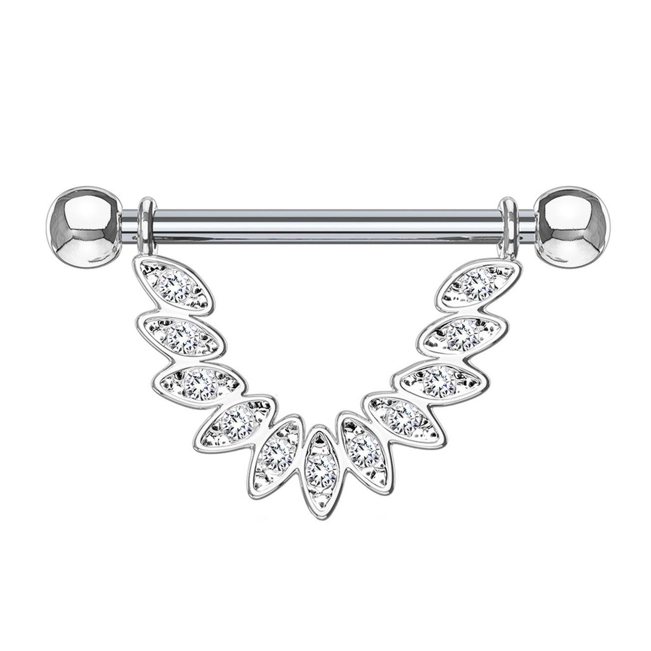Federn Brustwarzenpiercing Intimpiercing Brustpiercing Nippelpiercing Edelstahl ZIRKONIA Clear Gold Silber ROSÈGOLD 1,6mm 14mm