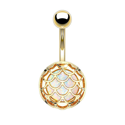 Bauchnabelpiercing Opal-Glitzer Fisch-Schuppen Design Nabelpiercing Chirurgenstahl Bananabell Gold Roségold Stab 1,6/10mm