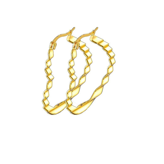 1 Paar Damen HERZ CREOLEN WELLEN-DESIGN Ohrringe Ohrstecker Chirurgenstahl Gold 30/40/50mm