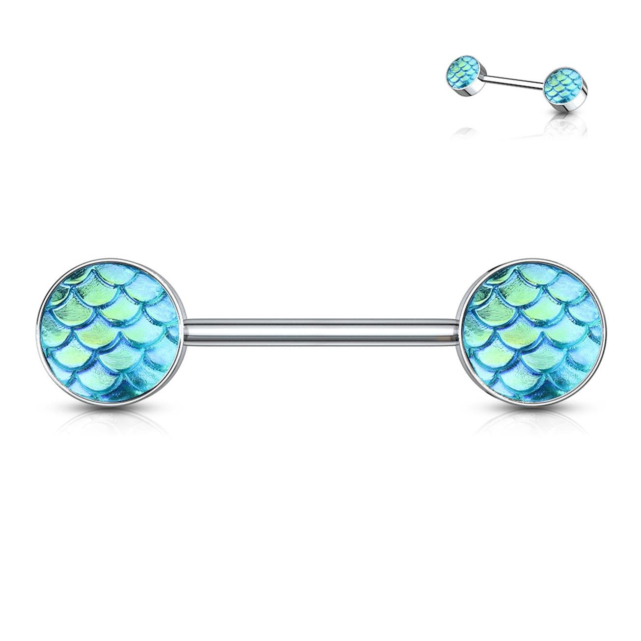 Brustwarzenpiercing Fisch-Schuppen Design Brustpiercing Nippelpiercing Edelstahl Silber Multicolor Stab 1,6mm 14mm