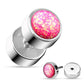 Fake Ohrplug Glitzer-Opal Optik Ohrpiercing Ohrschmuck Chirurgenstahl Schraubverschluss Grün Pink Weiß Kugel 8mm