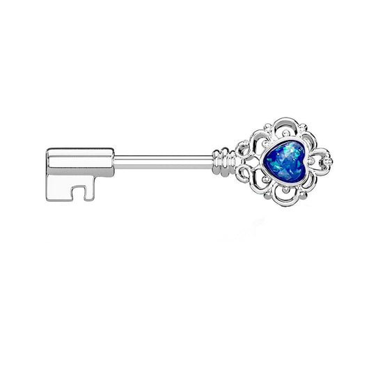 Brustwarzenpiercing Vintage SCHLÜSSEL Brustpiercing Intimpiercing Edelstahl Glitzer-Opal Silber Gold Roségold Stab 1,6mm 12mm
