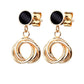 1 Paar Damen e Schwarze Emaille Anhänger verflochtene Kreise Ohrringe Ohrstecker Chirurgenstahl Gold Roségold Silber 12,3mm