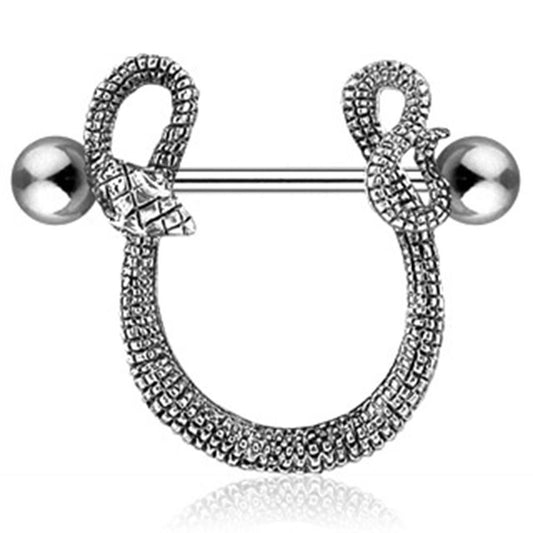 Funkelnde Schlange Brustwarzenpiercing Intimpiercing Brustpiercing Nippelpiercing Edelstahl Silber ZIRKONIA Rot 1,6mm 12mm