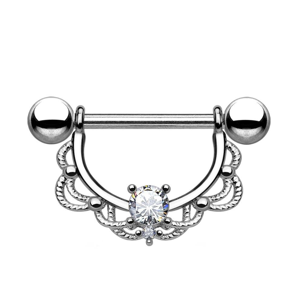 FILIGRANER Bogen Brustwarzenpiercing Intimpiercing Nippelpiercing Opal Edelstahl Gold Silber ROSÉGOLD 1,2mm / 1,6mm 16mm