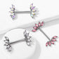 Brustwarzenpiercing Kristall-Fächer Brustpiercing Nippelpiercing Chirurgenstahl Silber Regenbogen Clear Pink Stab 1,6/16mm