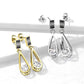 1 Paar Damen Ohrstecker schwarzer Enamel Tropfen-Anhänger Zirkonia Clear Chirurgenstahl Ohrringe Ohrhänger Silber Gold