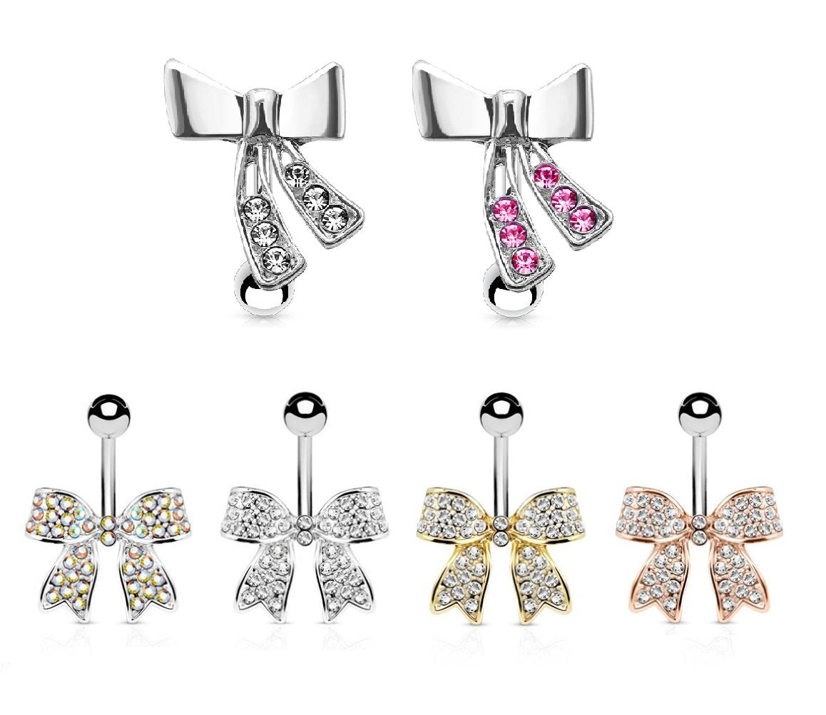 Bauchnabelpiercing 1,6mm 10mm Schleife Nabelpiercing Edelstahl Chirurgenstahl Bananabell Zirkonia e Silber Gold Rosé-Gold