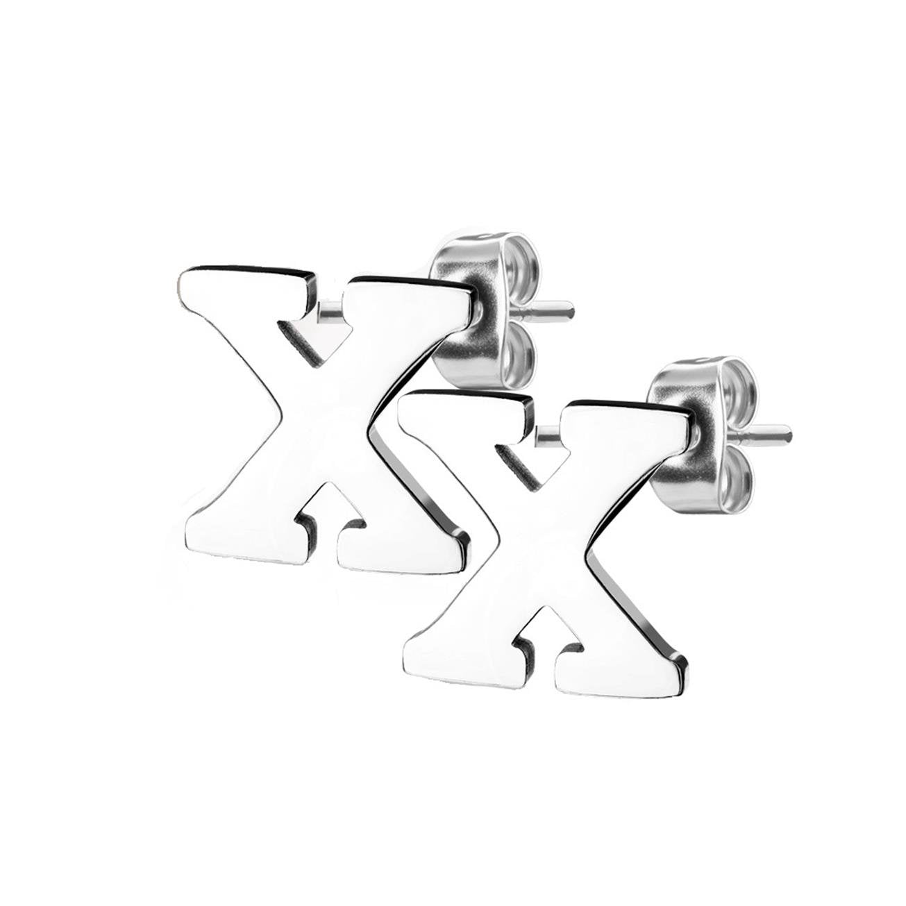 1 Paar Ohrstecker ALPHABET INITIALEN e Ohrringe Schmuck Set Edelstahl Silber Roségold