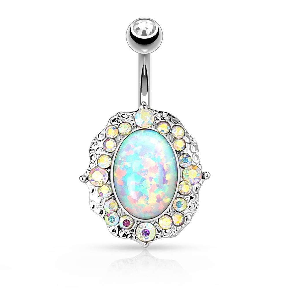 Bauchnabelpiercing Vintage Opal 1,6mm 10mm Nabelpiercing Chirurgenstahl Bananabell Zirkonia Silber Gold Aurora Borealis