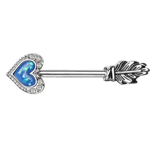 Brustwarzenpiercing Opal Glitzer Herz-Pfeil Brustpiercing Nippelpiercing Chirurgentstahl Silber Multicolor Stab 1,6/14mm