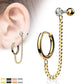 1 Knorpel Ohrstecker Klick-Creole Kette 4cm Zirkonia Clear 3mm Cartilage Labret Piercings Tragus viele Farben Edelstahl Schraubverschluss