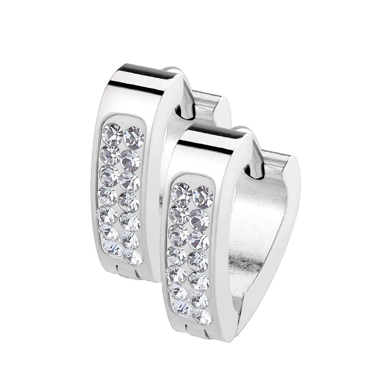 Damen 1 Paar Kristall Triangel Creolen Ohrringe Schmuck Ohrstecker Chirurgenstahl Multicolor
