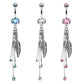 Bauchnabelpiercing Feder Anhänger 1,6mm 10mm Nabelpiercing Edelstahl Chirurgenstahl Bananabell Zirkonia Silber Pink Aqua Clear