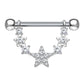 ZIRKONIA-Sterne Bogen Brustwarzenpiercing Brustpiercing Intimpiercing Edelstahl Silber Roségold Gold Clear Stab 1,6mm 14mm