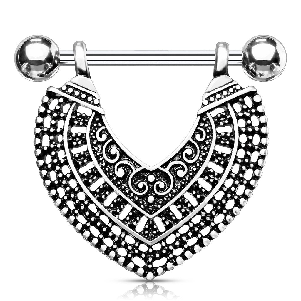 Brustwarzenpiercing Vintage-Herz Gold Silber Brustpiercing Nippelpiercing Intimpiercing Chirurgenstahl Stab 14mm