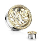 Ohrplug Blumen REBEN ZIRKONIA Ohrpiercing Ohrschmuck Chirurgenstahl Tunnel Sattelverschluss Silber Gold Roségold Clear 6-16mm