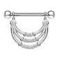 Brustwarzenpiercing ANHÄNGER 3 Reihen ZIRKONIA Brustpiercing Nippelpiercing Edelstahl Clear Gold Silber ROSÈGOLD 1,6mm 14mm