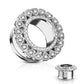 Ohrtunnel Herz-Kranz ZIRKONIA Ohrpiercing Ohrschmuck Chirurgenstahl Plug Sattelverschluss Silber Gold Roségold Clear 6-16mm