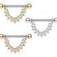 Federn Brustwarzenpiercing Intimpiercing Brustpiercing Nippelpiercing Edelstahl ZIRKONIA Clear Gold Silber ROSÈGOLD 1,6mm 14mm
