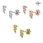 1 Paar Ohrringe Set Stecker Edelstahl Chirurgenstahl 3 Blaetter Leaves clear Zirkonia gold silber roségold
