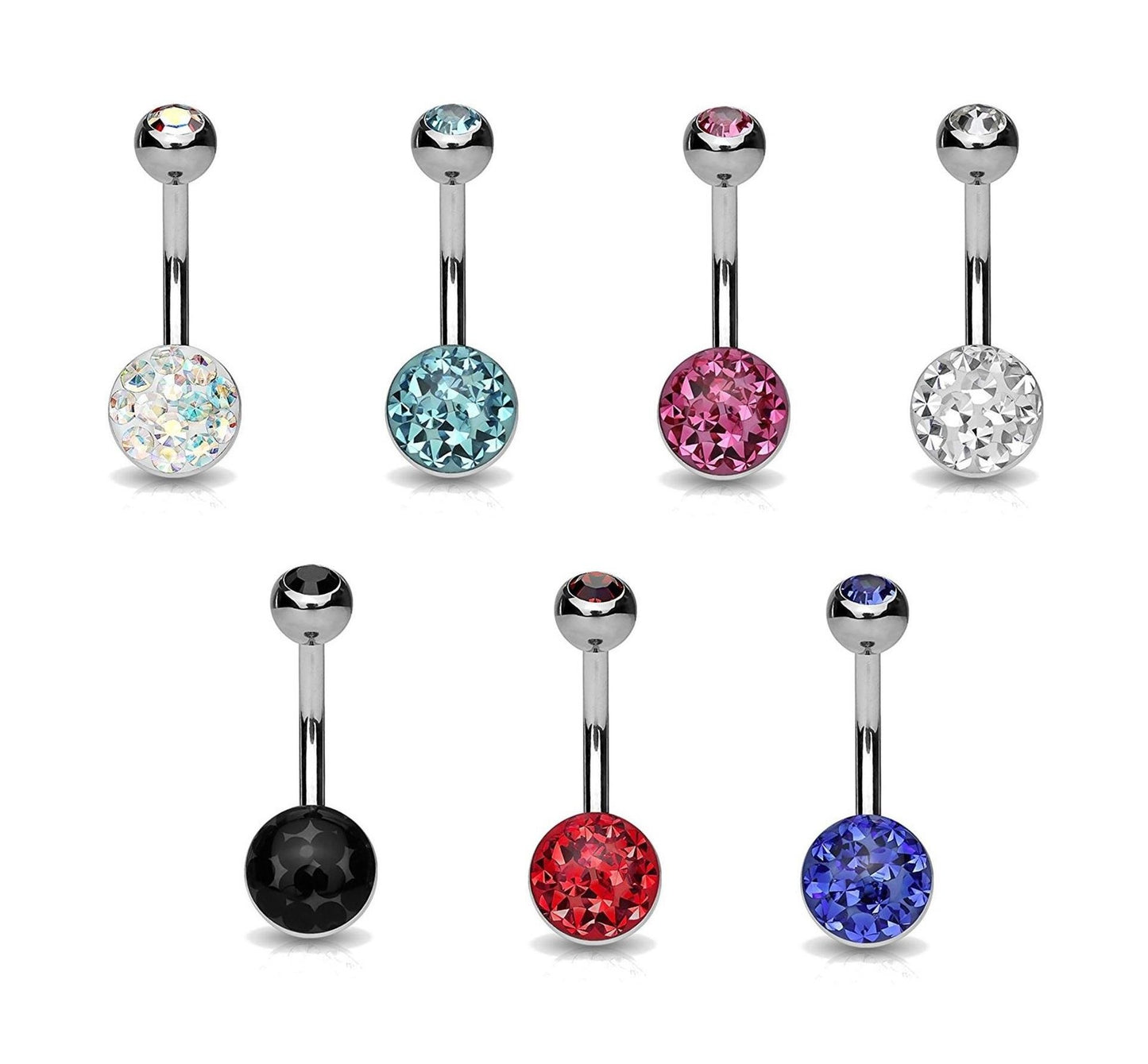 Bauchnabelpiercing Grosse Glitzer-Kugel Stab 1,6mm 10mm Nabelpiercing Edelstahl Chirurgenstahl Bananabell Zirkonia viele Farben