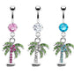 Bauchnabelpiercing Palme Anhänger Stab 1,6mm 10mm Nabelpiercing Edelstahl Chirurgenstahl Bananabell Zirkonia Silber Pink Aqua Clear