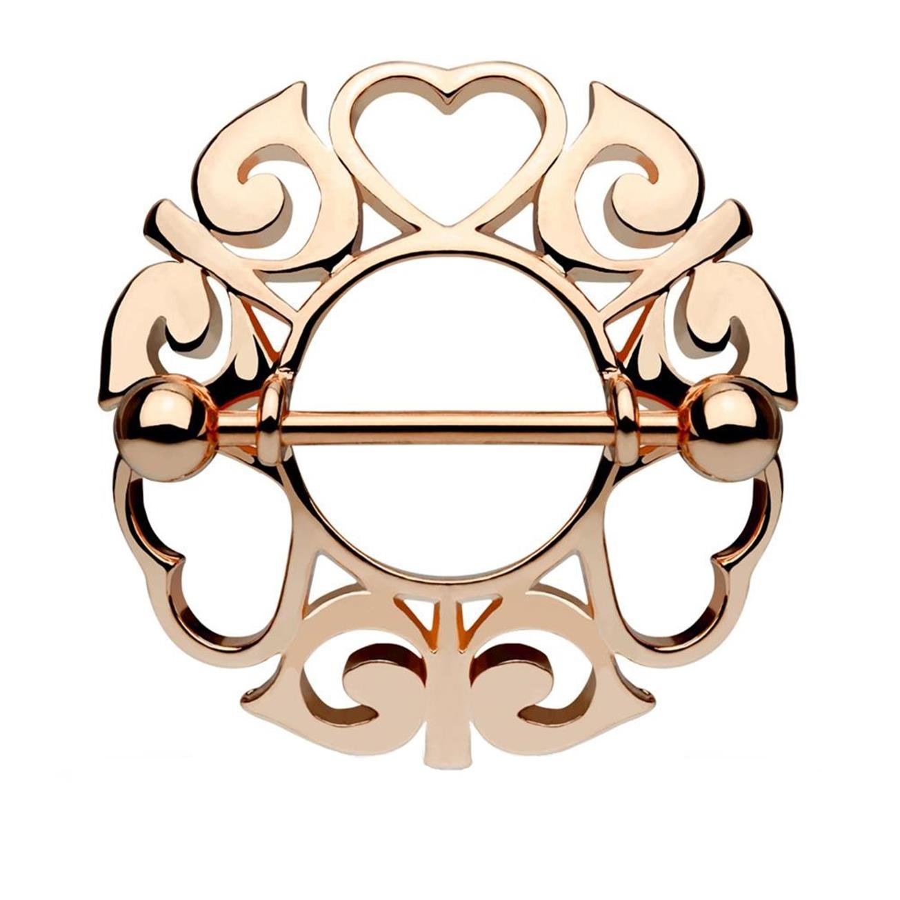 Ring TRIBAL Herzen Brustwarzenpiercing Intimpiercing Brustpiercing Edelstahl 14 Karat VERGOLDET Silber ROSÈGOLD 1,6mm 19mm