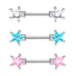 Brustwarzenpiercing ZIRKONIA Sterne Brustpiercing Intimpiercing CHIRURGENSTAHL Silber Clear Pink Aqua Stab 1,6mm 12mm
