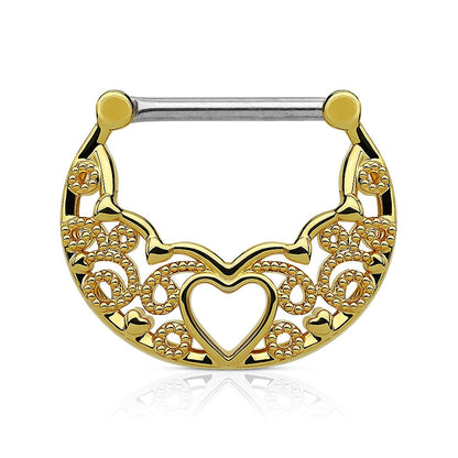 filigranes Herz Vintage Brustwarzenpiercing Intimpiercing Brustpiercing Edelstahl Gold, Silber, Roségold 1,6mm 12mm