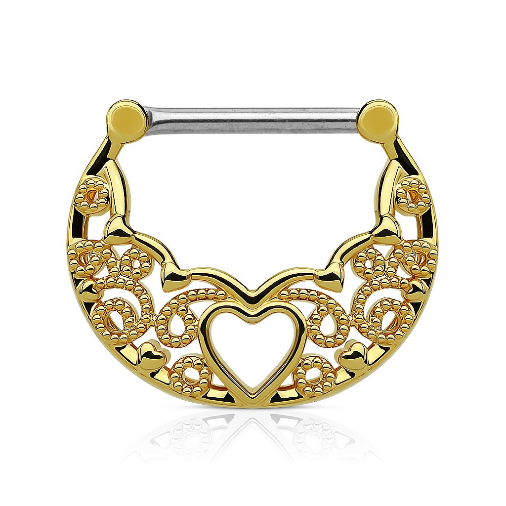 filigranes Herz Vintage Brustwarzenpiercing Intimpiercing Brustpiercing Edelstahl Gold, Silber, Roségold 1,6mm 12mm