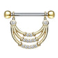 Brustwarzenpiercing ANHÄNGER 3 Reihen ZIRKONIA Brustpiercing Nippelpiercing Edelstahl Clear Gold Silber ROSÈGOLD 1,6mm 14mm