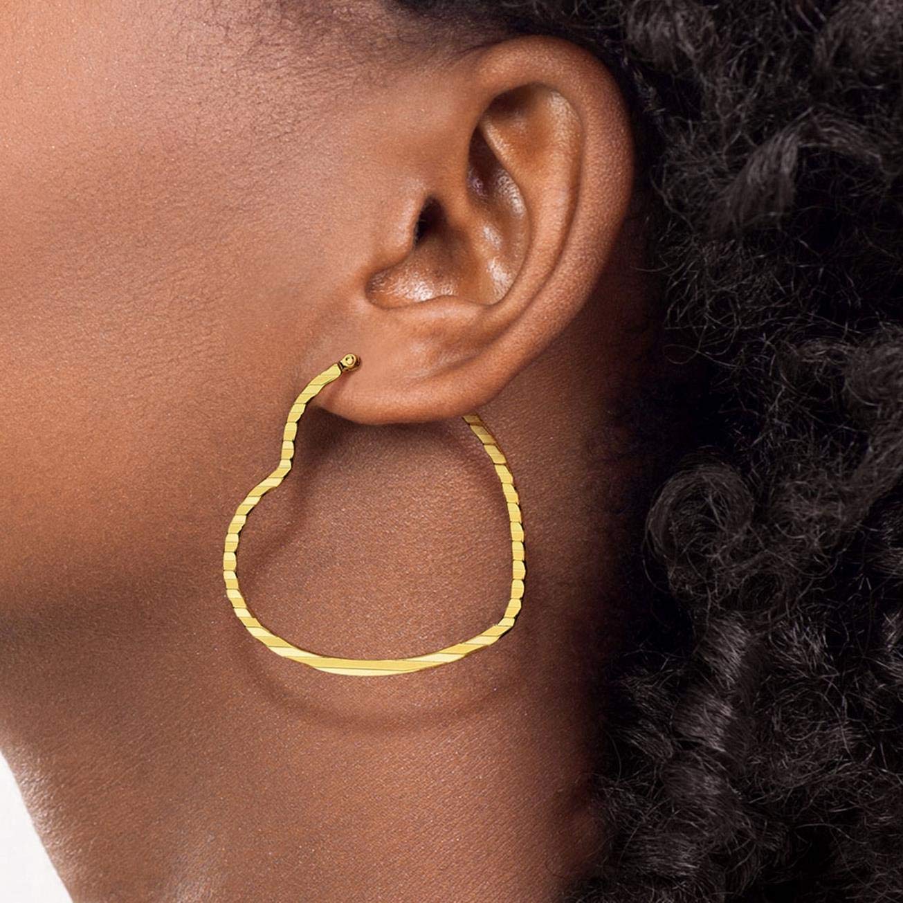 1 Paar Damen HERZ CREOLEN WELLEN-DESIGN Ohrringe Ohrstecker Chirurgenstahl Gold 30/40/50mm