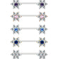 Brustwarzenpiercing GLITZERNDE ZIRKONIA-Blumen Brustpiercing Edelstahl Silber Roségold Gold Clear Pink Aqua Lila Blau 1,6mm 16mm