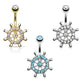 Bauchnabelpiercing Steuerrad Set 1,6mm 10mm Nabelpiercing Chirurgenstahl Bananabell Zirkonia Silber 14 Karat vergoldet