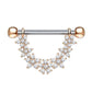 ZIRKONIA-Blumen Bogen Brustwarzenpiercing Brustpiercing Intimpiercing Edelstahl Silber Gold Roségold Clear Stab 1,6mm 14mm